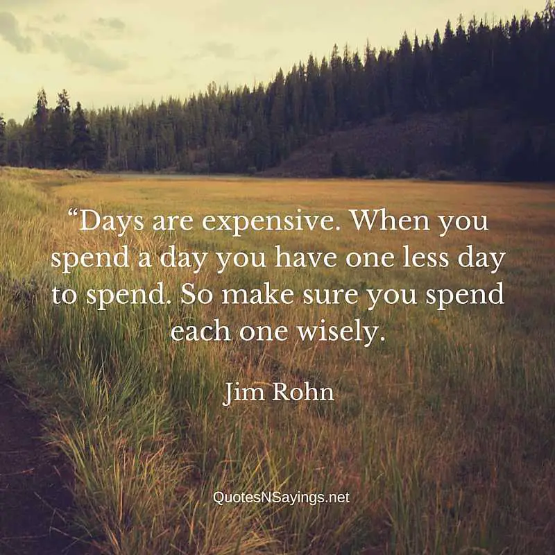 Jim Rohn Quotes - Days are expensive