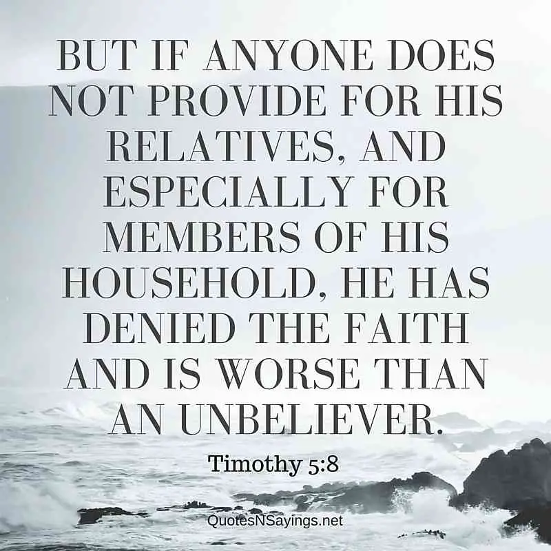 Bible Verse About Family - Denied The Faith - Timothy 5-8
