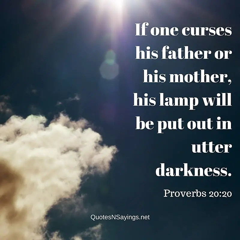 If one curses his father or his mother, his lamp will be put out in utter darkness. ~ Proverbs 20:20
