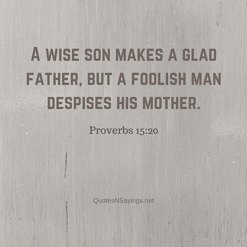 A wise son makes a glad father, but a foolish man despises his mother ~ Proverbs 15:20