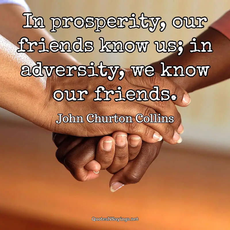 In prosperity, our friends know us; in adversity, we know our friends. - John Churton Collins quote