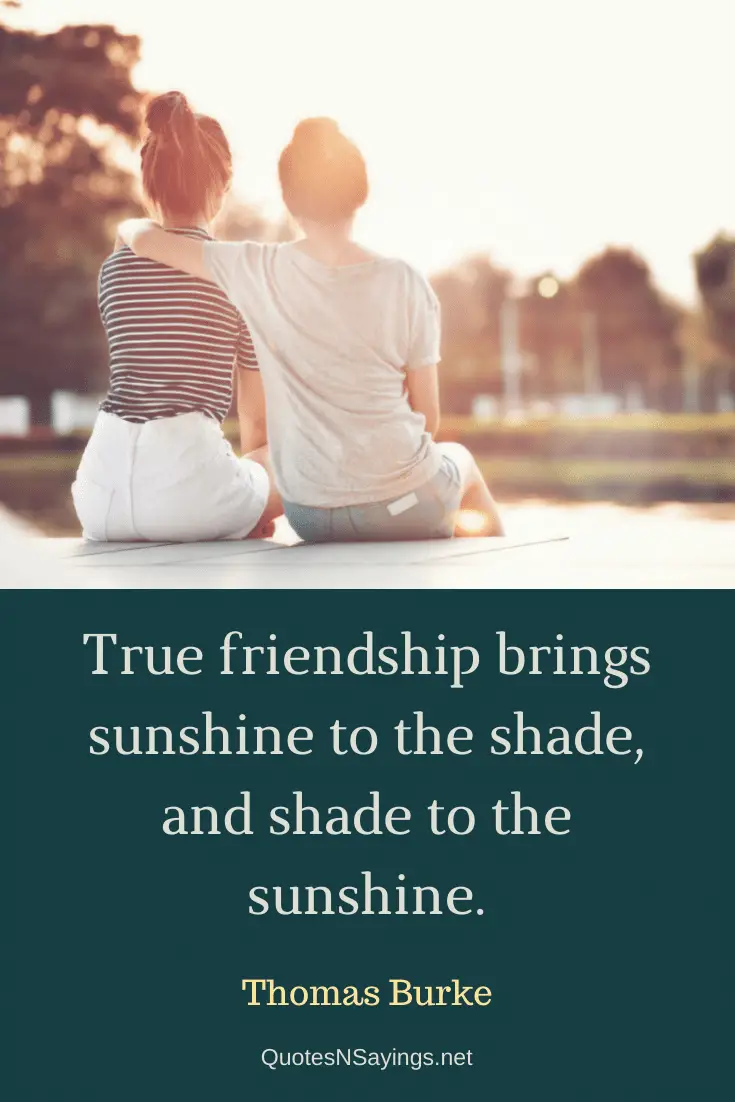 Thomas Burke quote - True friendship brings sunshine to the shade ...