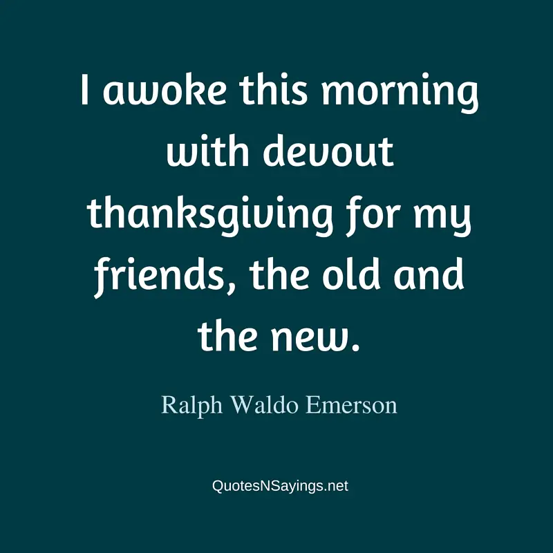 I awoke this morning with devout thanksgiving for my friends, the old and the new ~ Ralph Waldo Emerson friendship quote