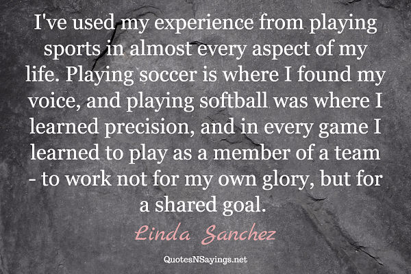 Linda Sanchez quote about softball