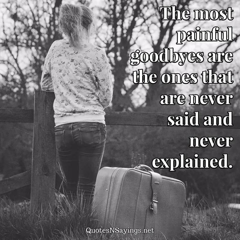 The most painful goodbyes are the ones that are never said and never explained. - Anonymous quote