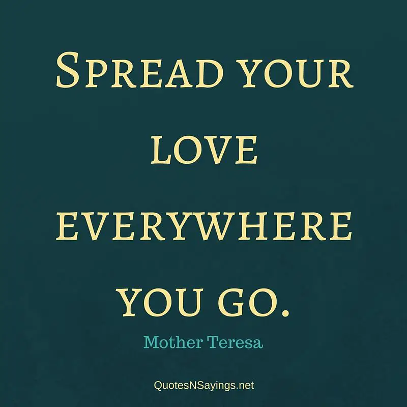 Spread your love everywhere you go. - Mother Teresa