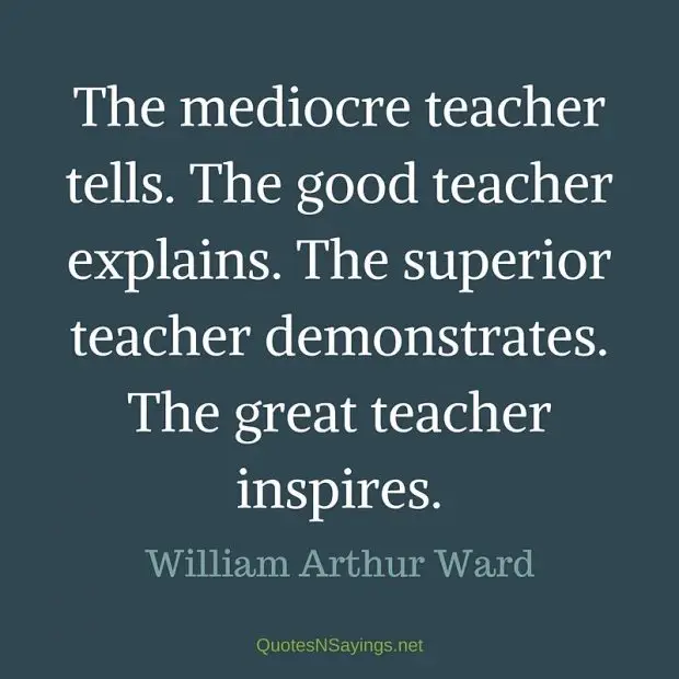 The mediocre teacher tells. The good ... | William Arthur Ward Quote