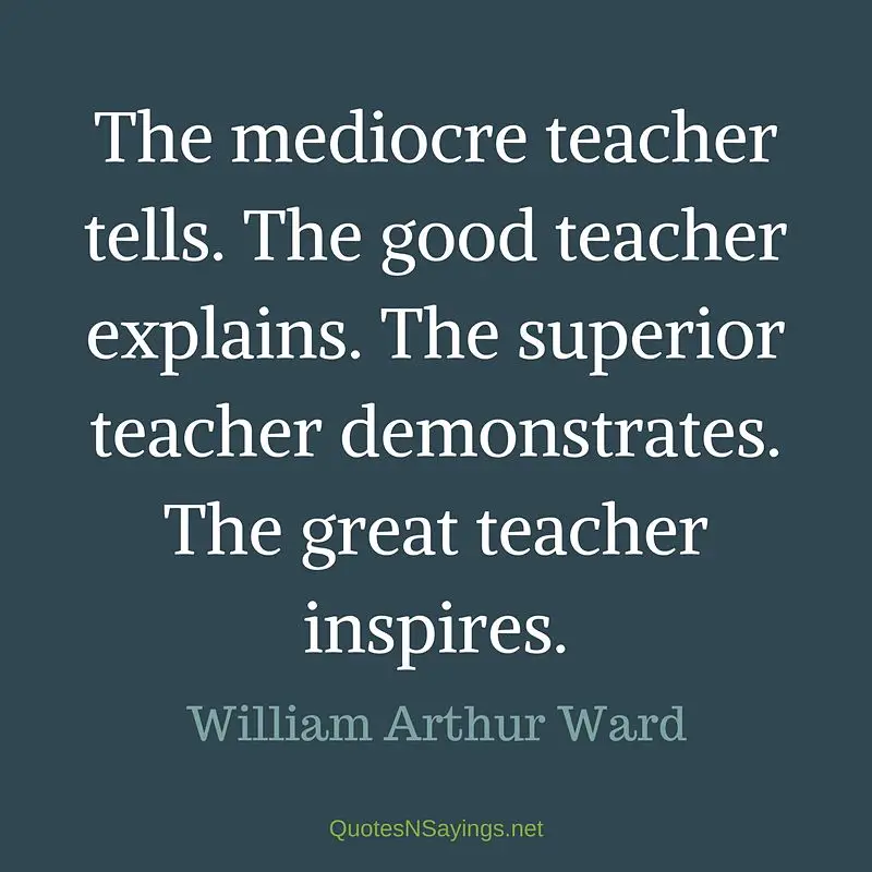 The mediocre teacher tells. The good ... | William Arthur Ward Quote